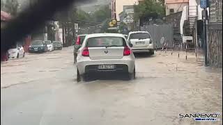 Il maltempo si abbatte sul Ponente strade allagate a Sanremo [upl. by Kurzawa]