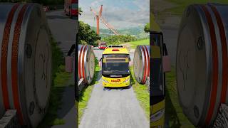 Cement Trucks and Cargo Bus CRASH into Bollardsbeamng shorts beamngdrive [upl. by Kobi]