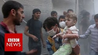 Footage shows Aleppo under bombardment  BBC News [upl. by Nov]