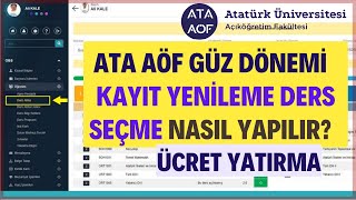 Ata Aöf Kayıt Yenileme Ders Seçme Nasıl Yapılır  Ata Aöf Ders Kaydı Nasıl Yapılır Kayıt Yenileme [upl. by Trinidad985]