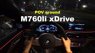 BMW m760li xDrive POV night drive review [upl. by Karlotta]