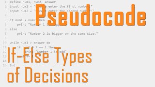 If Else Statements in Pseudocode [upl. by Bren]