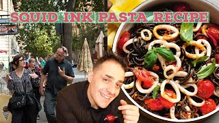 SQUID INK PASTA RECIPE WITH FRESH SEAFOOD AND TOMATO  HOW TO PREPARE INK PASTA THE CHEF RINO SHOW [upl. by Barron679]