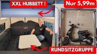 599m KASTENWAGEN WOHNMOBIL MIT RUNDSITZGRUPPE  HUBBETT  ROLLER GARAGE 2025 Bunkervan Denver 599m [upl. by Mraz]