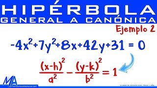 Pasar de la ecuación General a la Canónica de la Hipérbola  Ejemplo 2 [upl. by Yursa]