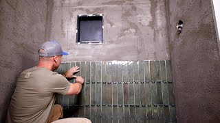 How to TILE a SHOWER WALL  Vertical Subway Tiles [upl. by Elaval]