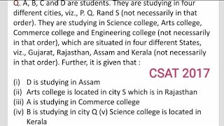 CSAT 2017 IAS prelimsA B C and D are students They are studying in four different cities viz [upl. by Humberto334]