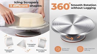 Aluminium Cake Turntable Set Baking Tools with Revolving 12quot Cake Stand for Decorating [upl. by Arotak]