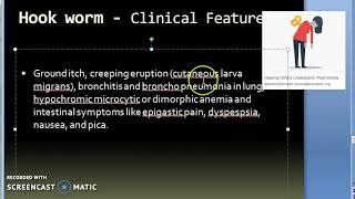 Parasitology 200 c Hookwormancylostoma duodenalepathogenecityclinicalfeaturesdimorphic anemia [upl. by Nomaid7]