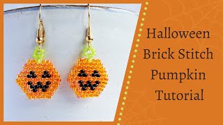 Halloween Pumpkin Brickstitch Tutorial  Easy Beadweaving Tutorial [upl. by Ode]