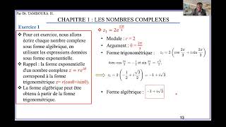 Exercices de Mathématiques Niveau TerminaleChapitre 1  Nombres complexes Partie2 [upl. by Airdnaxela708]