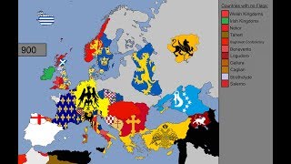 Europe Timeline of National Flags 1 AD  1000 [upl. by Nnylyt662]