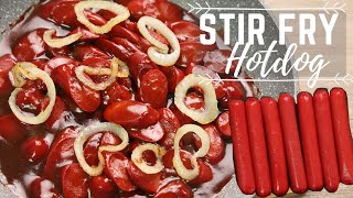 Stir Fry Hotdog With Ketchup And Oyster Sauce  Sizzling Hotdog  Hotdog Recipes [upl. by Zucker]