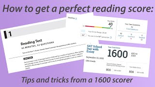 How to get a perfect score on the SAT reading section tips from a 1600 scorer [upl. by Trilby]