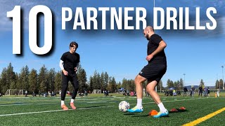 10 Partner Drills For Soccer  Football Training [upl. by Nanreik]