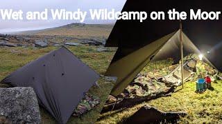 Wet and Windy Tarp and Bivvy Wild Camp  Dartmoor  Great Staple Tor  Alpkit Rig 35 [upl. by Esdnyl]