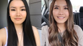 BLACK TO BLONDE TO BALAYAGE HAIR light ash brown balayage [upl. by Ellerol]