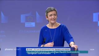 Margrethe Vestager zum Fusionsverbot von Siemens und Alstom am 060219 [upl. by Eadmund]