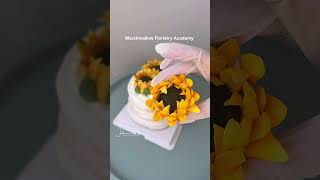 Fall inspired Pavlova Cake with sunflowers • marshmallow flowers Zefir [upl. by Anayeek]