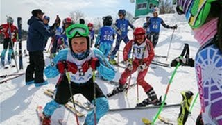 仲良くアルペンスキー ユジノと旭川の子供が交流（20140322）北海道新聞 [upl. by Ahsitniuq561]