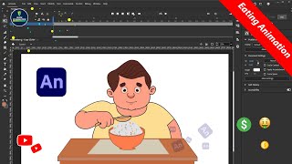 How to Create a Eating Animation in Adobe Animate  2D Animation Tutorial  Learn 2D Animation [upl. by Nhguav396]