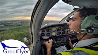 Piper PA28 Cherokee  Sunset Approach amp Landing at Shoreham  IFR Flight Training Cockpit View [upl. by Kendricks285]