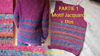 1 Tuto Tricot Pull Femme point de Jacquard et point de Blé en 5 tailles facile [upl. by Apostles]