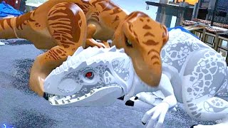 Jurassic World Indominus Rex VS Trex and Blue Lego stop motion [upl. by Ahsilat]