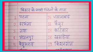 बिहार के सभी 38 जिलों के नाम  District Name of Bihar in Hindi  Bihar ke 38 Jila ka Naam Hindi me [upl. by Tella]