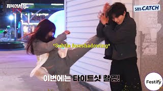 Park Shin Hye Accidentally Kicks Kim Jae Young On Set  Judge From Hell BehindtheScenes [upl. by Yesdnil]