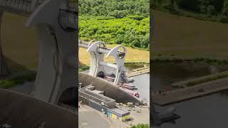 The famous Falkirk Wheel rotating to link canals timelapse drone falkirk scotland canal [upl. by Vi]