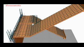 Stairs reinforcement details through 3D video  staircase detailing [upl. by Eissalc]