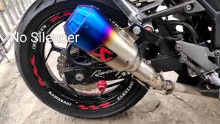 Kawasaki Z300 Akrapovic Sound Test  No Silencer  With Silencer  Phil Moto [upl. by Grearson241]