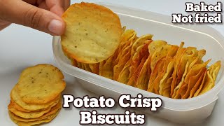 Non Fried Crispy Potato ChipsBiscuits Recipe  Baked No Oil No Oven [upl. by Shawnee]