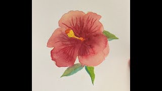 Intermediate level watercolor mixed media red flower 🌺 practice step by step tutorial [upl. by Olive]