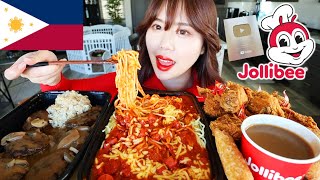 100k YOUTUBE AWARD UNBOXING amp JOLLIBEE FILIPINO FAST FOOD MUKBANG 먹방 Spaghetti Chicken Burgersteak [upl. by Theo]