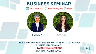 BUSINESS SEMINAR  THE ROLE OF INNOVATION IN HR PRACTICES AND SUSTAINABLE BUSINESS PERFORMANCE [upl. by Iharas]