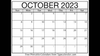 October 2023 Calendar [upl. by Itida759]