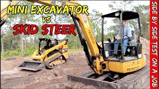 Mini Excavator vs Skid steer [upl. by Ekenna]