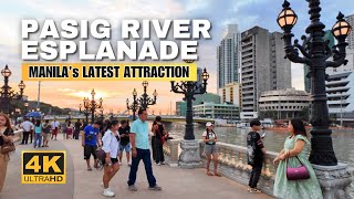 PASIG RIVER ESPLANADE  Manila’s Newest Attraction Draws Huge Crowds  4K  Philippines [upl. by Lonee681]