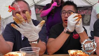 EXTREME Hot Wings Eating Contest  Reading Chilli Festival 2016 [upl. by Annelg]