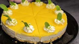 Torta al limone più gustosa del mondo ricetta facile e veloce Niente forno Semplice e delizioso🤩 [upl. by Anyzratak]