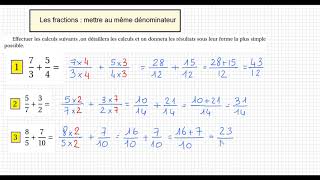 Les fractions  Mettre au même dénominateur  Exercice 1 [upl. by Nagear]