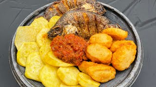 Beignets de haricots avec des patates douces et du poisson poêlé [upl. by Hebert]