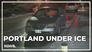 Portland ice storm freezes streets sidewalks [upl. by Orelie]