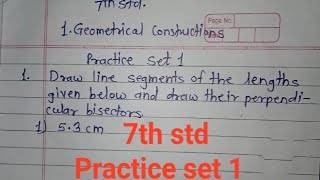 7th std  practice set 1 geometrical constructions maths  maharashtra state board [upl. by Ecirtnas731]