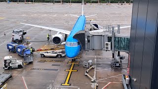 KLM embraer E195E2 trip report Manchester to Amsterdam PHNXC and fantastic engine noises [upl. by Sirovaj43]