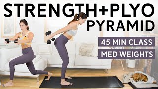 Strength  Plyo Pyramid 45 Min Class  Medium Weights [upl. by Eiramanig]