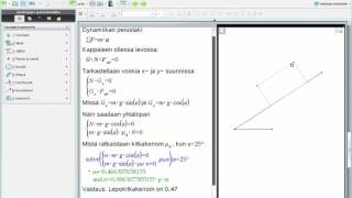 Fysiikan lasku ja voimakuvio kaltevalla tasolla [upl. by Rikki]