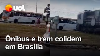 Acidente envolvendo trem e ônibus deixa uma pessoa morta e outras feridas em Brasília veja vídeo [upl. by Erot]